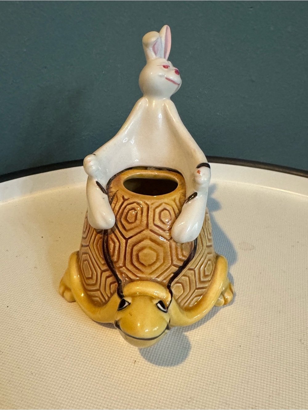 Vintage NORCREST Small Rabbit Hare on Turtle Tortoise Ceramic anthropomorphic - Picture 5 of 11